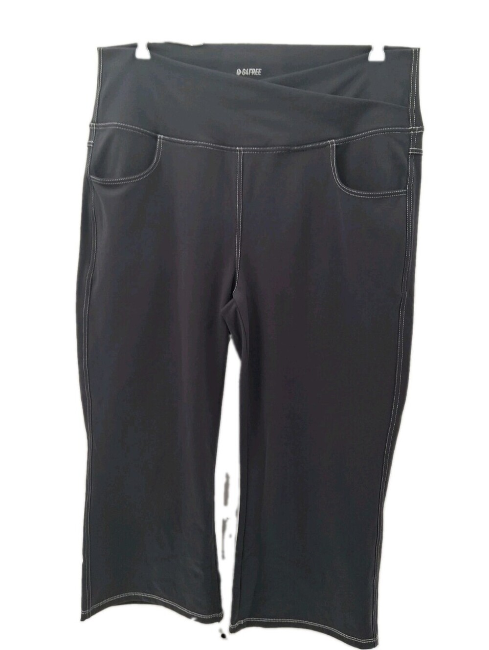 G4Free Yoga Pants Womens 2XL Gray Stretch Wide Leg High Waist Gym Active Wear